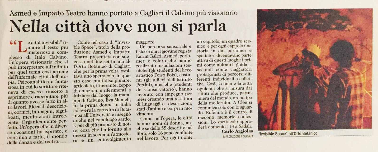 recensione di Carlo Argilas - Unione Sarda