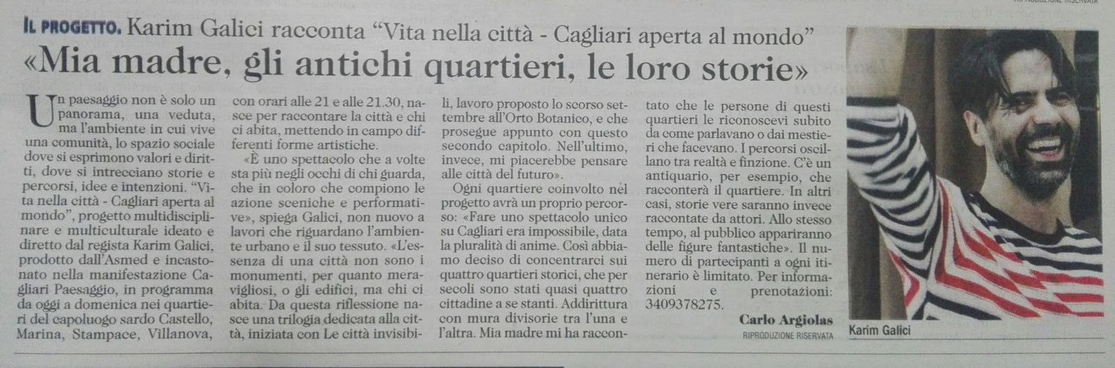 Articolo de L'UNIONE SARDA